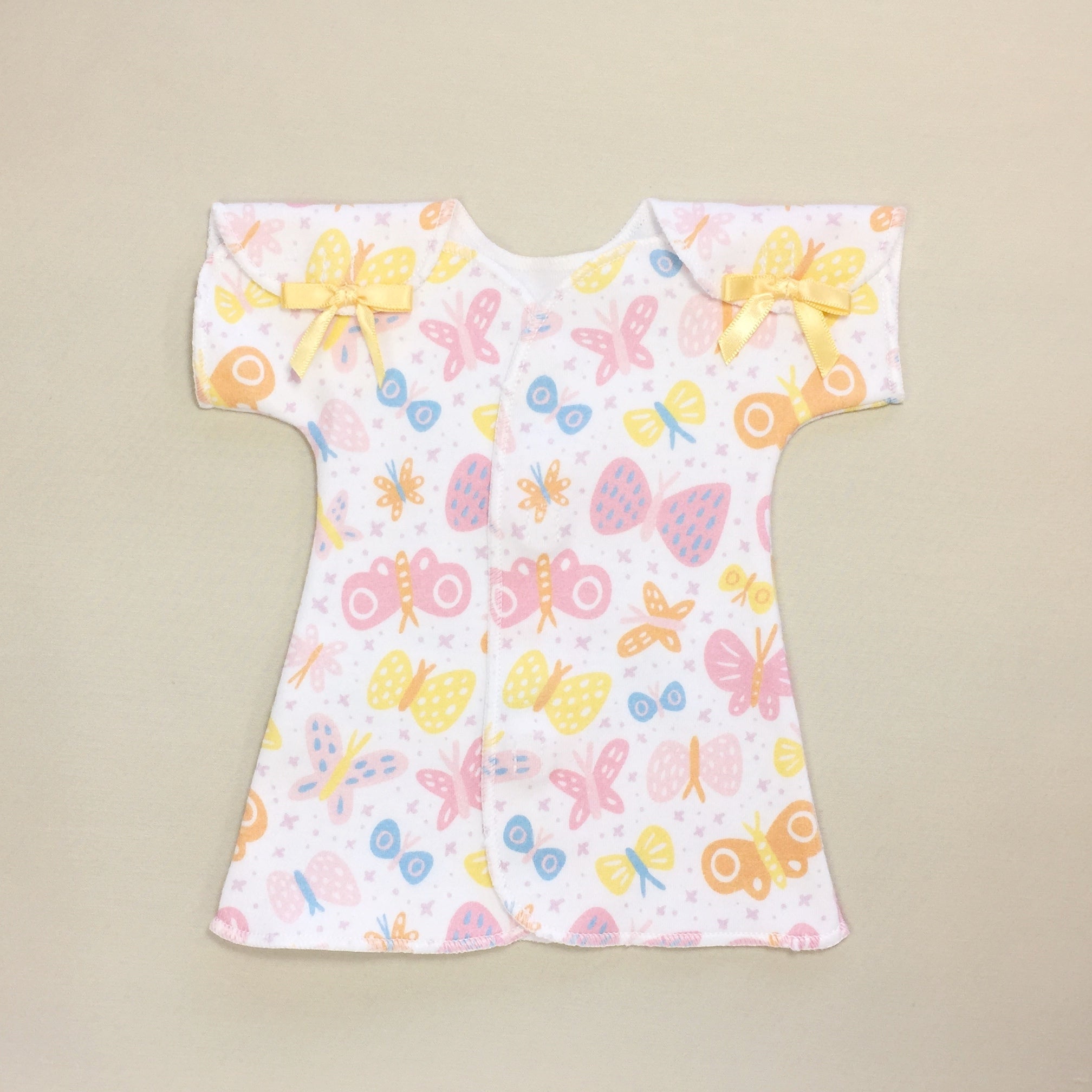 Butterfly premature baby dress with shoulder opening